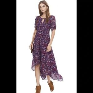 Express Purple Patterned Hi Lo Maxi Dress. Size XS